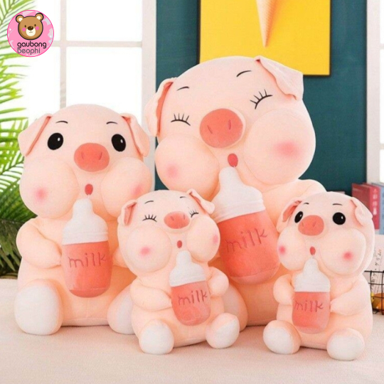 Thú Bông Heo Ôm Bình Sữa